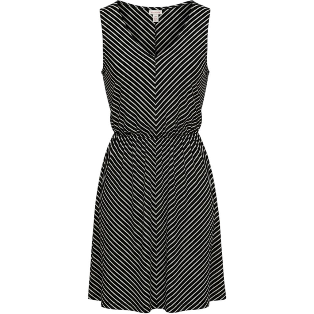 Merona Sleeveless Dress Womens XS Black White Striped Chevron Casual V-Neck